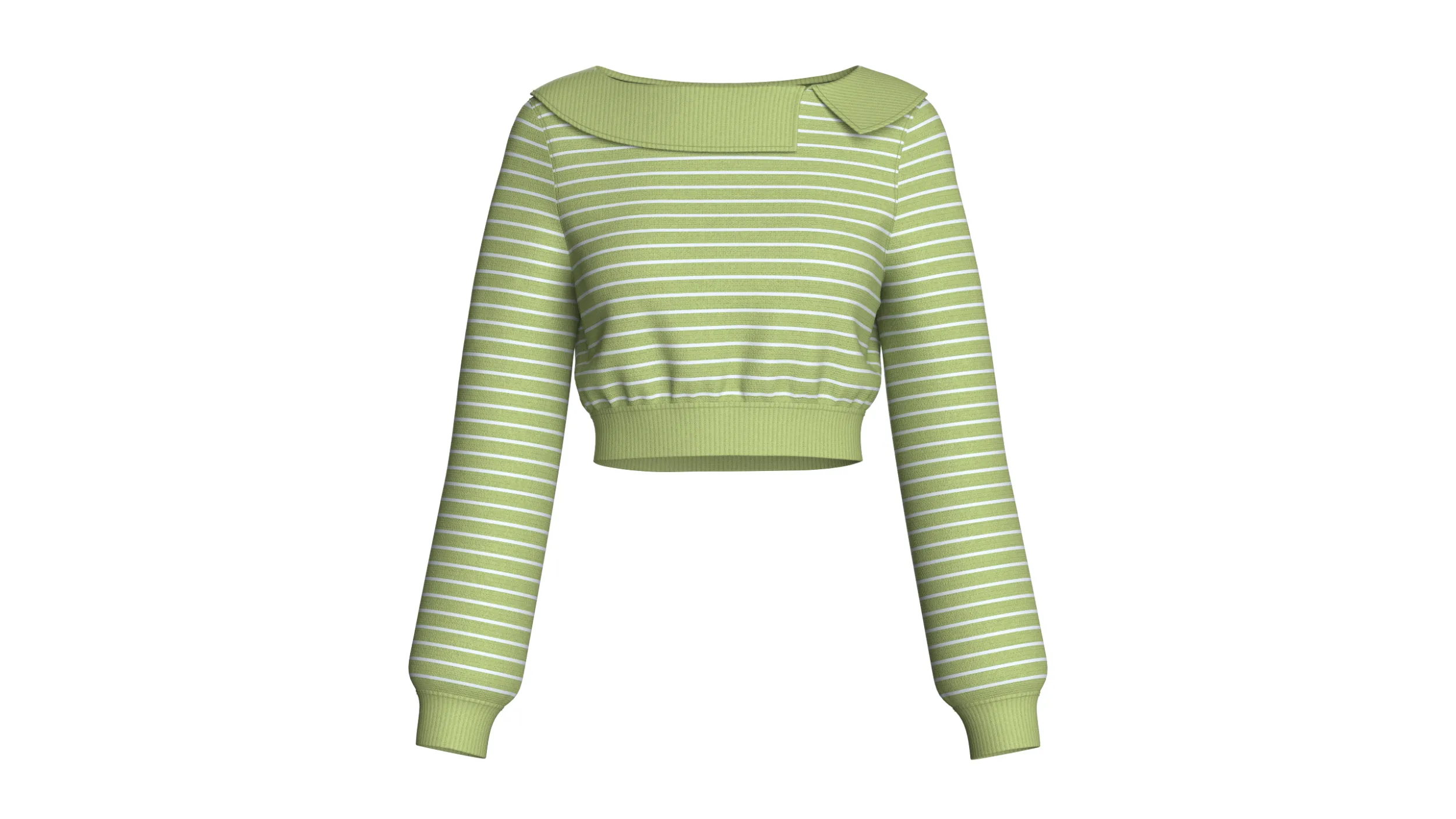 Girls Open-Collar Cropped Striped Sweater 3D Model .c4d .max .obj .3ds .fbx .stl .blend 