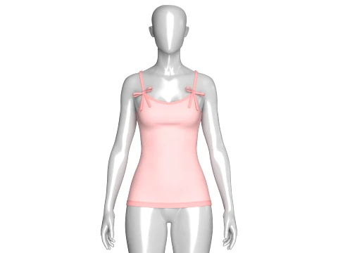 Girls Pink Strap Ribbon Camisole Top 3D Model