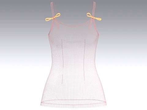 Girls Pink Strap Ribbon Camisole Top 3D Model