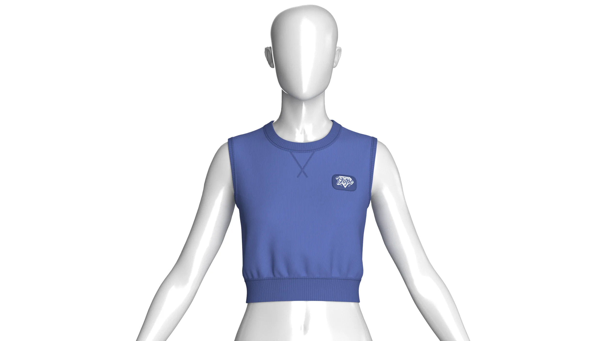 Girls Ribbed Sleeveless Crop Top With Patch 3D Model .c4d .max .obj .3ds .fbx .stl .blend 
