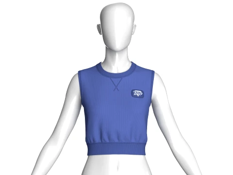 Girls Ribbed Sleeveless Crop Top With Patch 3D Model