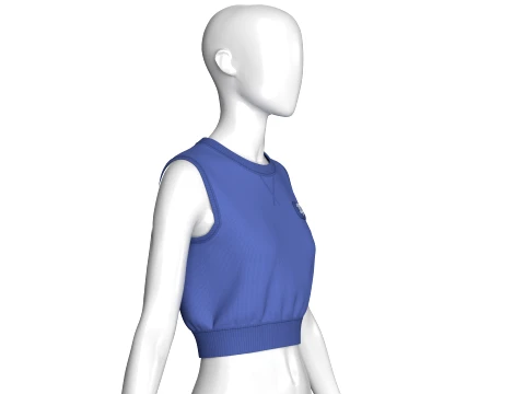 Girls Ribbed Sleeveless Crop Top With Patch 3D Model