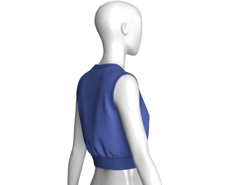 Girls Ribbed Sleeveless Crop Top With Patch 3D Model
