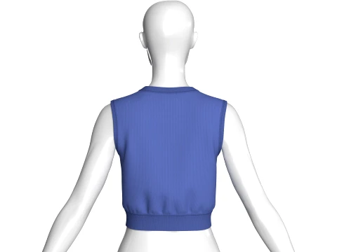Girls Ribbed Sleeveless Crop Top With Patch 3D Model