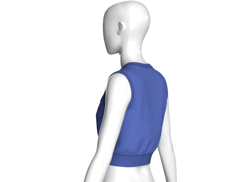 Girls Ribbed Sleeveless Crop Top With Patch 3D Model