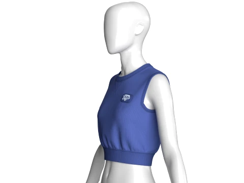 Girls Ribbed Sleeveless Crop Top With Patch 3D Model