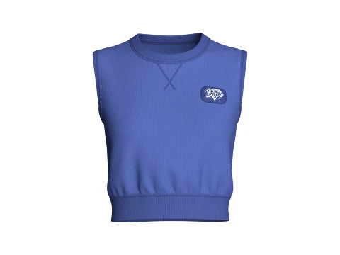 Girls Ribbed Sleeveless Crop Top With Patch 3D Model
