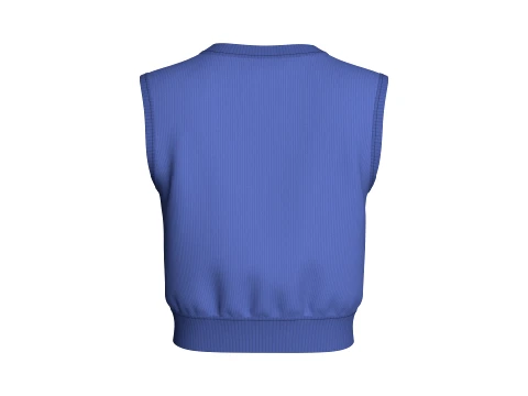 Girls Ribbed Sleeveless Crop Top With Patch 3D Model