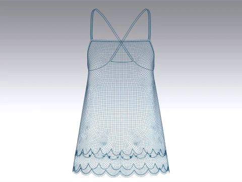 Girls Silk Mesh Hem Camisole Top 3D Model