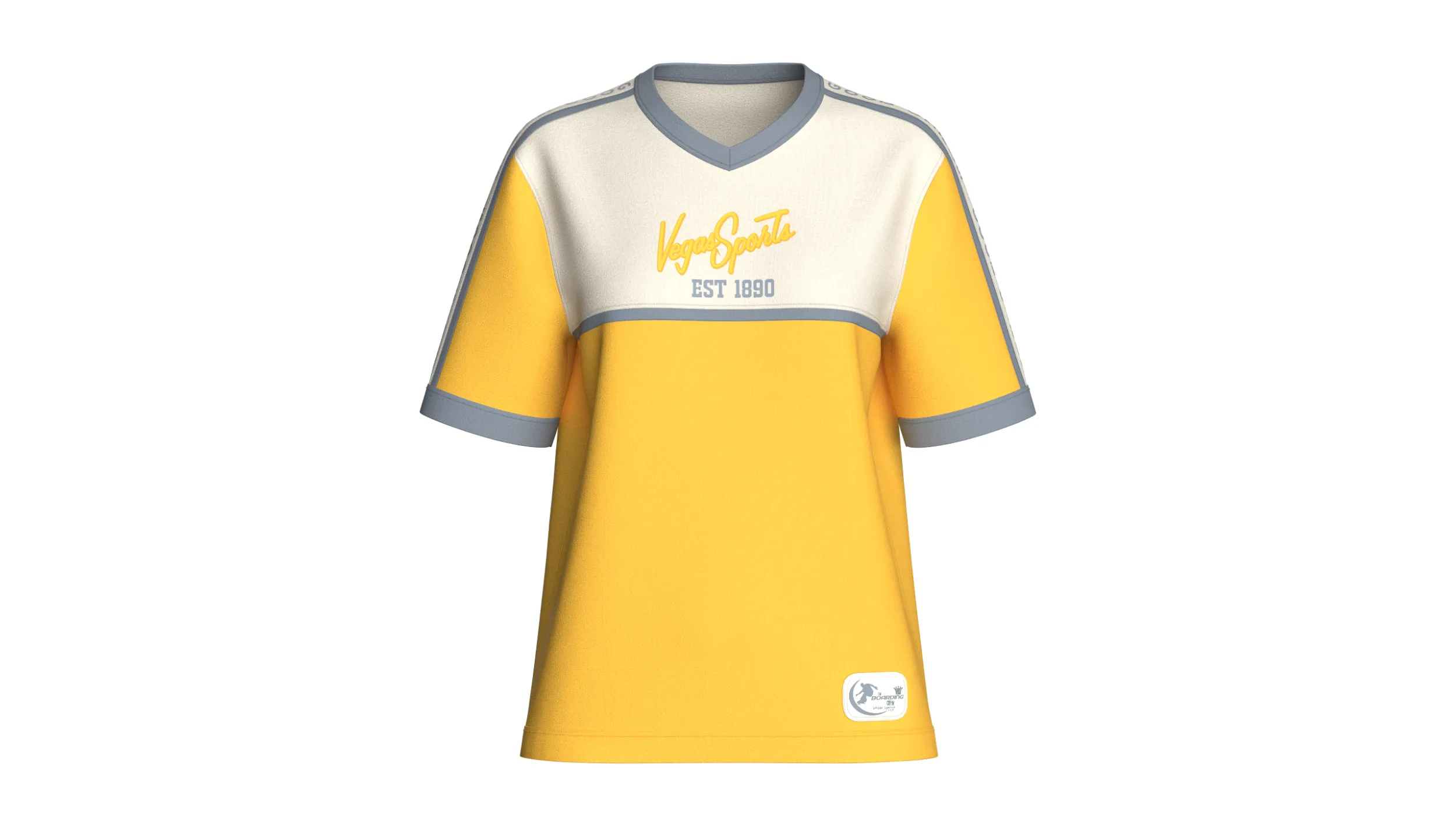 Girls V-Neck Color Blocked Tshirt With Striped 3D Model .c4d .max .obj .3ds .fbx .stl .blend 