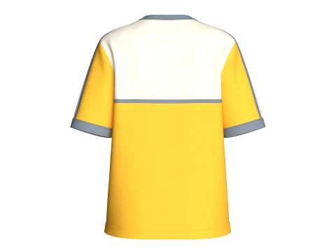 Girls V-Neck Color Blocked Tshirt With Striped 3D Model