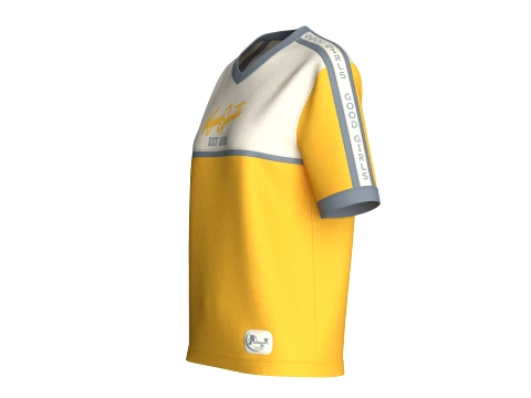 Girls V-Neck Color Blocked Tshirt With Striped 3D Model
