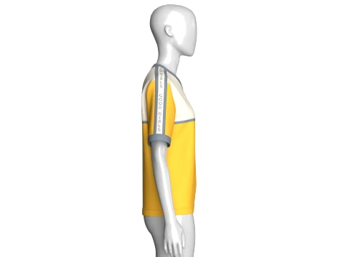 Girls V-Neck Color Blocked Tshirt With Striped 3D Model