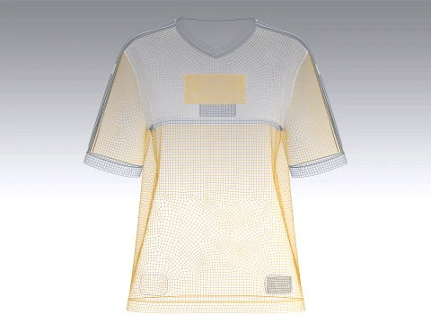 Girls V-Neck Color Blocked Tshirt With Striped 3D Model