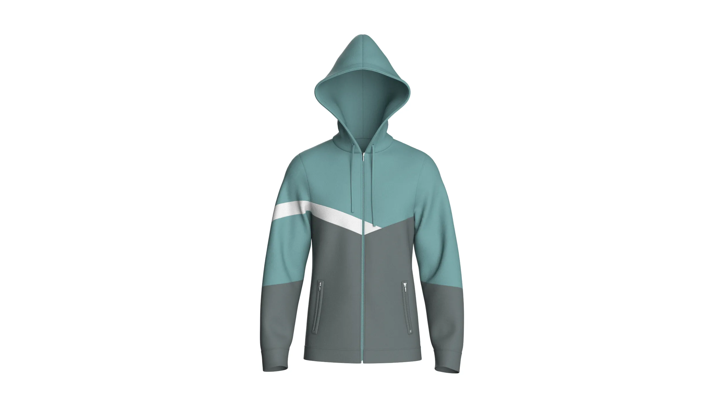 Men Color Block Full Zip Hoodie 3D Model .c4d .max .obj .3ds .fbx .stl .blend 