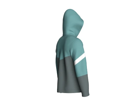 Men Color Block Full Zip Hoodie 3D Model