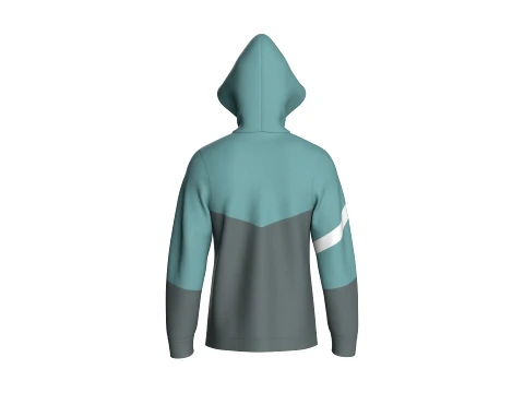 Men Color Block Full Zip Hoodie 3D Model