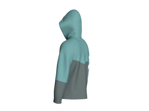 Men Color Block Full Zip Hoodie 3D Model