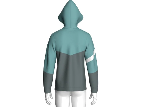 Men Color Block Full Zip Hoodie 3D Model