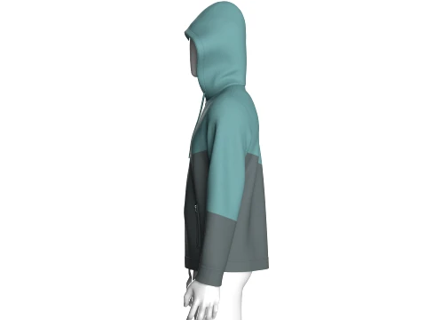 Men Color Block Full Zip Hoodie 3D Model