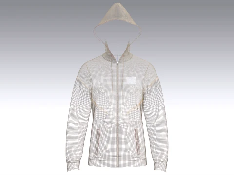 Men Color-Block Graphic Logo Hoodie 3D Model