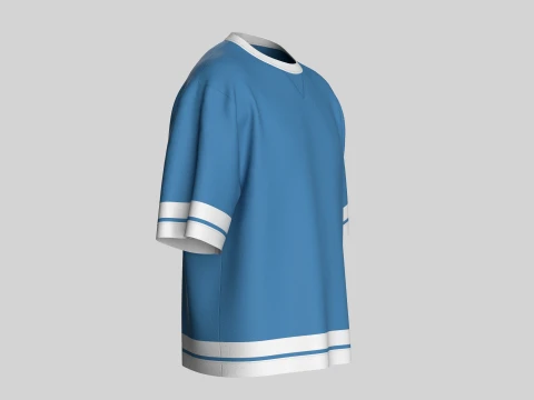 Men Sky Blue And White Striped Oversized T-Shirt 3D Model