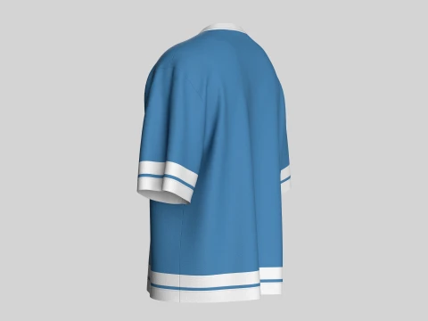 Men Sky Blue And White Striped Oversized T-Shirt 3D Model