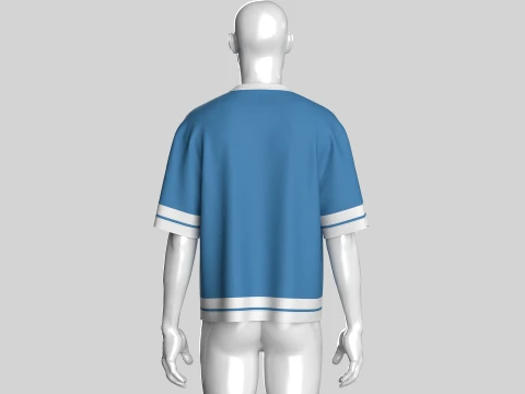 Men Sky Blue And White Striped Oversized T-Shirt 3D Model