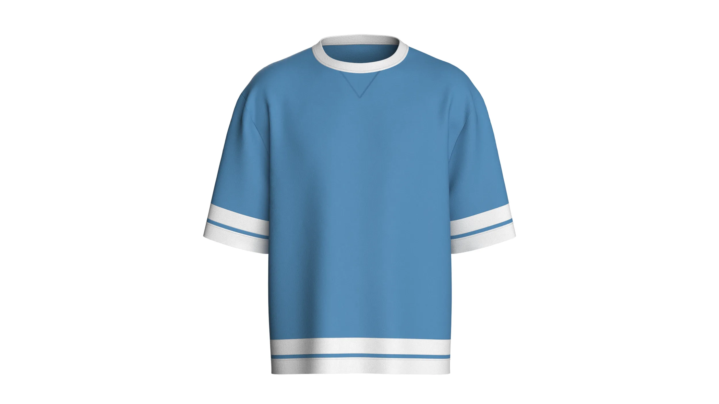 Men Sky Blue And White Striped Oversized T-Shirt 3D Model .c4d .max .obj .3ds .fbx .stl .blend 