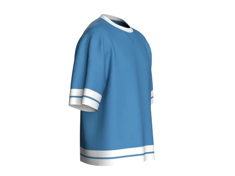 Men Sky Blue And White Striped Oversized T-Shirt 3D Model