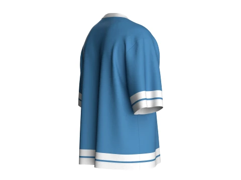 Men Sky Blue And White Striped Oversized T-Shirt 3D Model