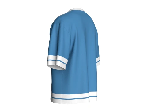 Men Sky Blue And White Striped Oversized T-Shirt 3D Model