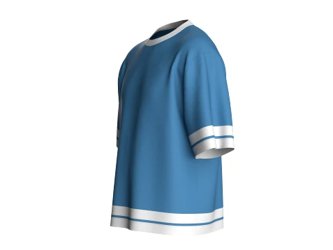 Men Sky Blue And White Striped Oversized T-Shirt 3D Model