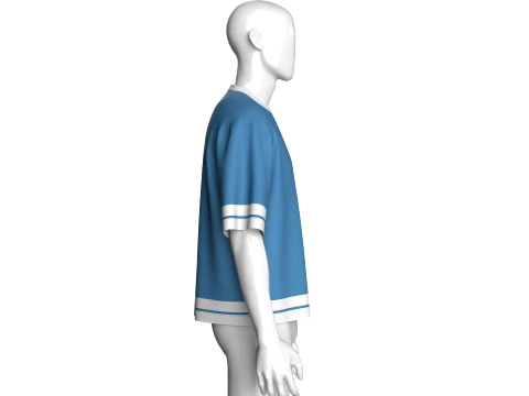 Men Sky Blue And White Striped Oversized T-Shirt 3D Model
