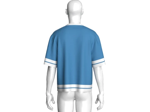 Men Sky Blue And White Striped Oversized T-Shirt 3D Model