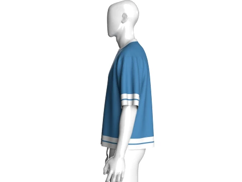 Men Sky Blue And White Striped Oversized T-Shirt 3D Model