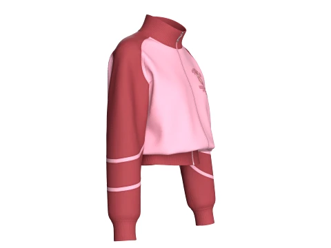 Girls Two Tone Cropped Zip-Up Track Jacket 3D Model