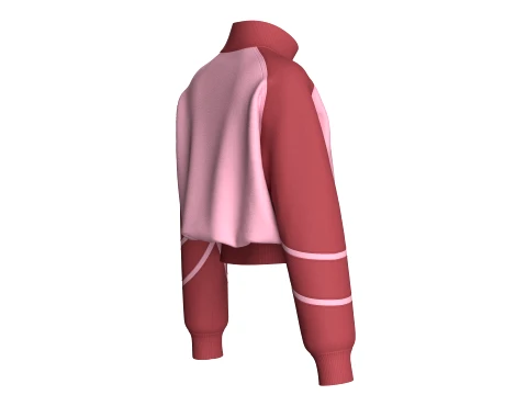 Girls Two Tone Cropped Zip-Up Track Jacket 3D Model