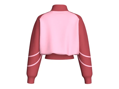 Girls Two Tone Cropped Zip-Up Track Jacket 3D Model
