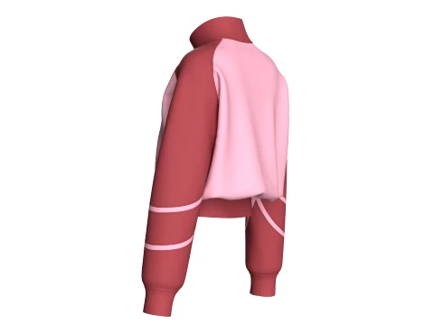 Girls Two Tone Cropped Zip-Up Track Jacket 3D Model