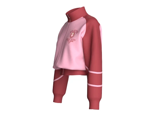 Girls Two Tone Cropped Zip-Up Track Jacket 3D Model