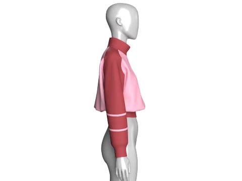 Girls Two Tone Cropped Zip-Up Track Jacket 3D Model