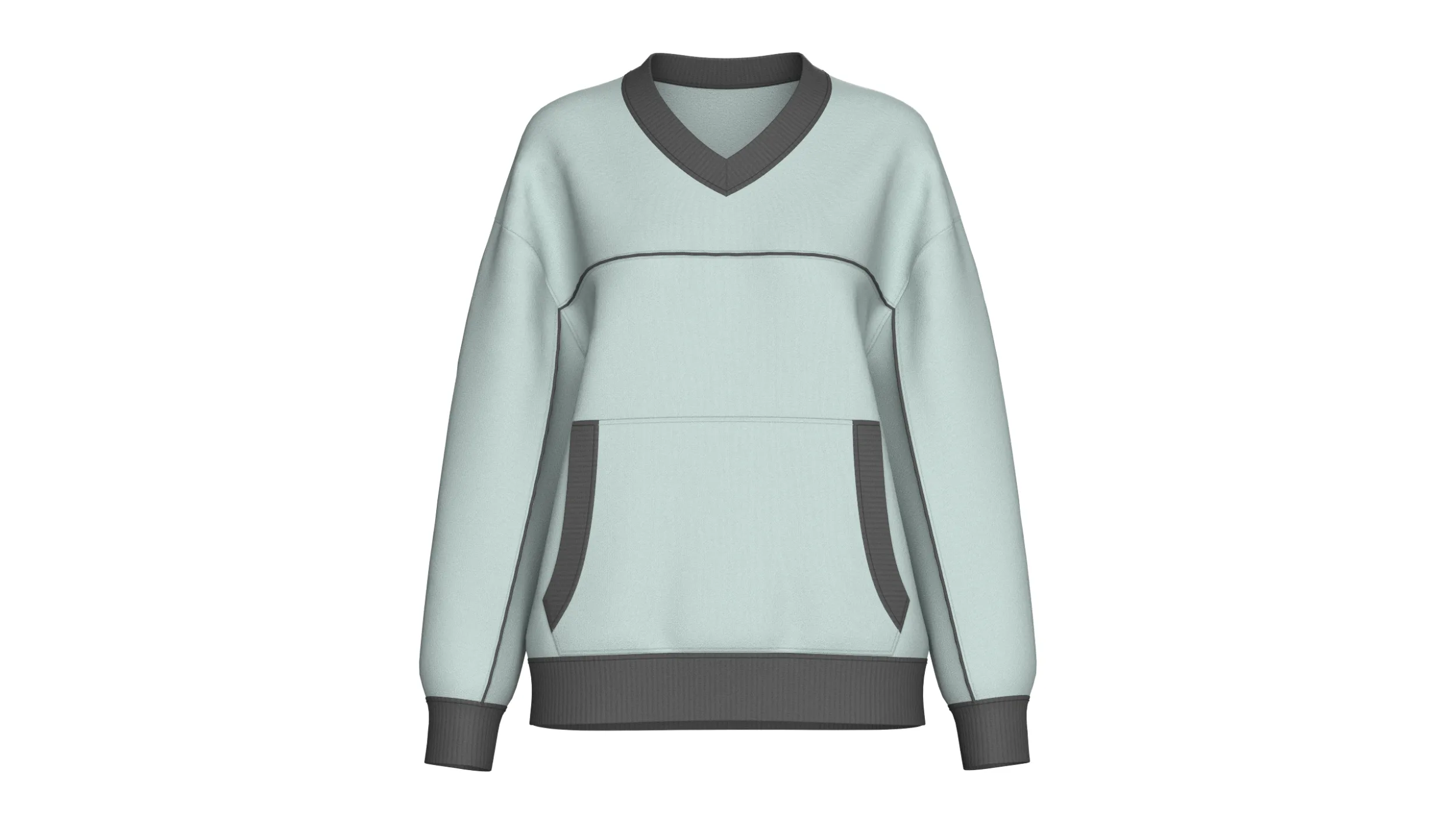 Girls V-Neck Kangaroo Pocket Sweatshirt 3D Model .c4d .max .obj .3ds .fbx .stl .blend 