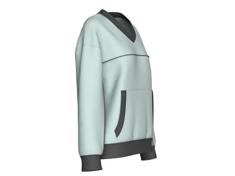 Girls V-Neck Kangaroo Pocket Sweatshirt 3D Model