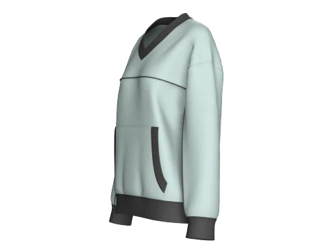 Girls V-Neck Kangaroo Pocket Sweatshirt 3D Model
