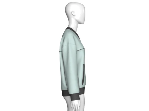 Girls V-Neck Kangaroo Pocket Sweatshirt 3D Model