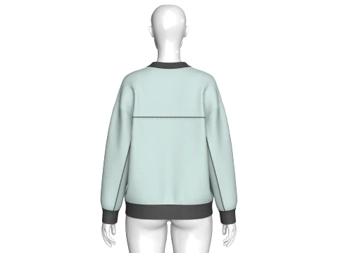 Girls V-Neck Kangaroo Pocket Sweatshirt 3D Model