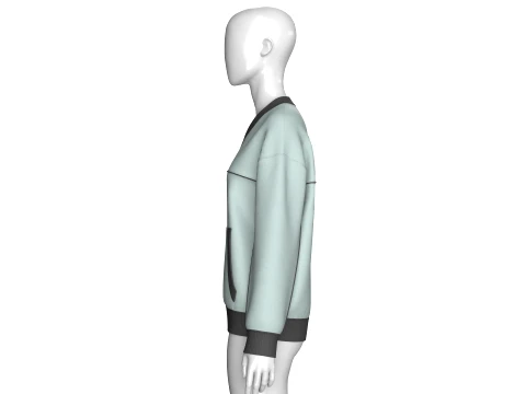 Girls V-Neck Kangaroo Pocket Sweatshirt 3D Model