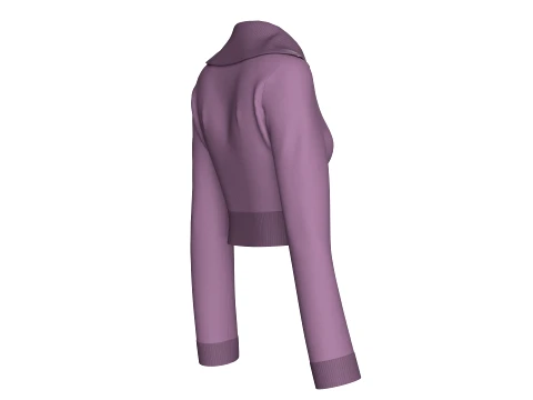 Girls Wide Collar Graphic Printed Crop Sweatshirt 3D Model