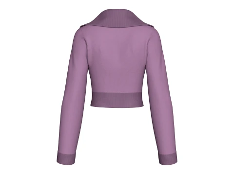 Girls Wide Collar Graphic Printed Crop Sweatshirt 3D Model